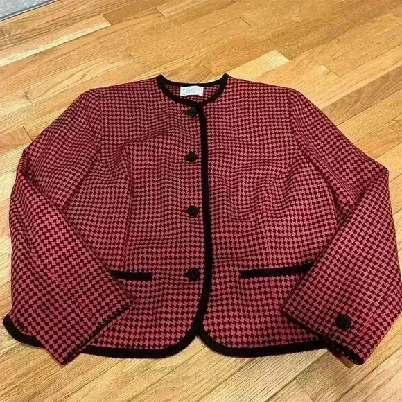 Pendleton Women's Wool Blazer Size 16 Multicolor Houndstooth Vintage - Picture 1 of 8